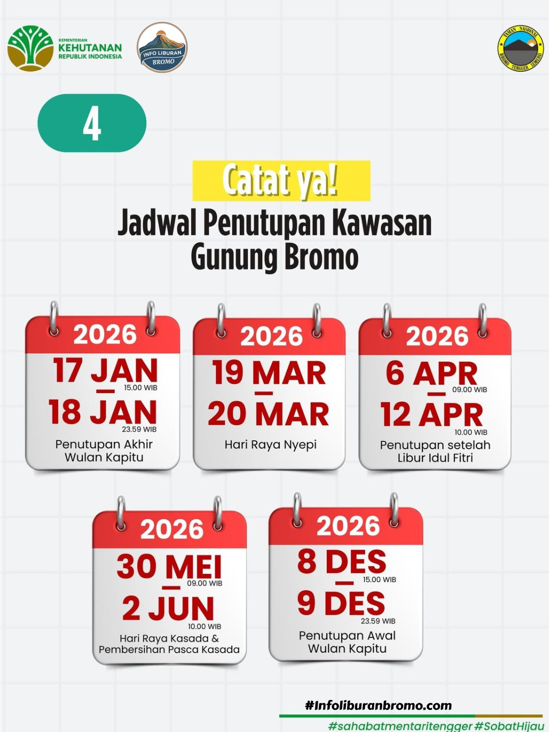 jadwal penutupan sementara bromo 2026