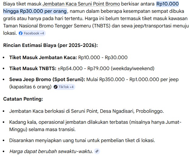 tiket masuk jembatan kaca bromo