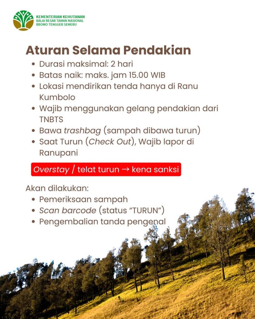 Aturan Selama Pendakian Semeru 2026