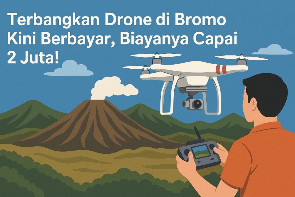 menerbangkan drone di bromo
