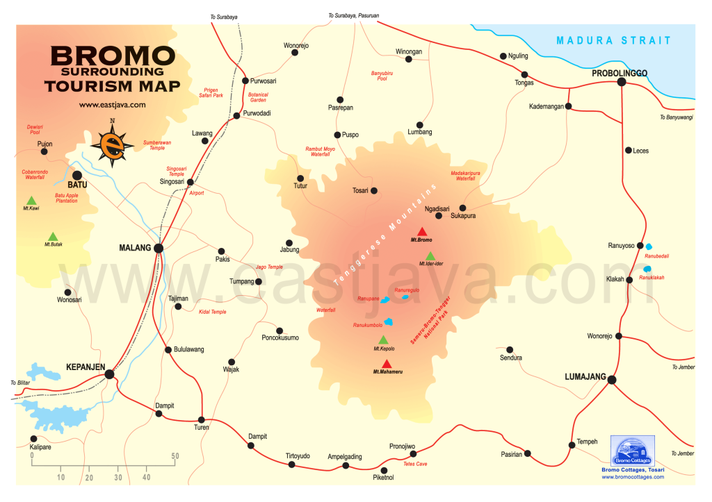 peta lokasi gunung bromo jawa timur